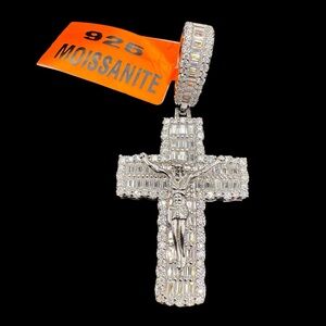 Moissanite Silver Cross Pendant